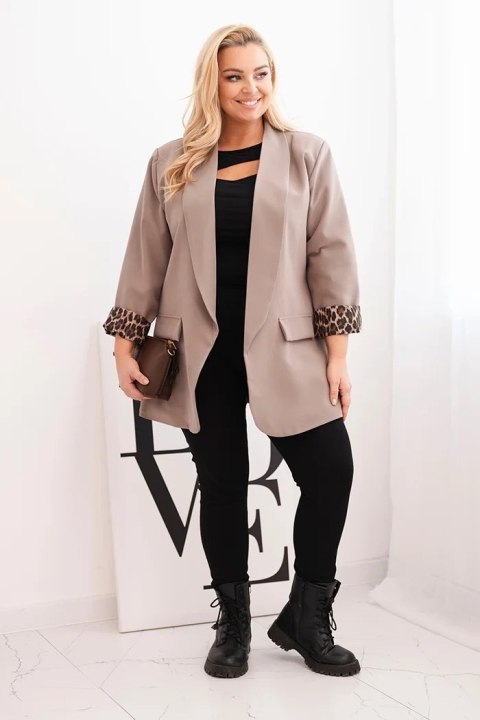 Marynarka damska Plus Size z podszewką w panterkę fango