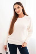 Sweter damski z baby alpaki z długim rękawem ecru