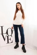 Sweter damski z baby alpaki z długim rękawem ecru
