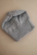 Czapka damska zimowa z wełną o klasycznym prążkowanym splocie K444 szara