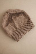 Czapka damska zimowa z wełną o prążkowanym splocie K471 mocca