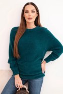 Sweter damski z wełną o miękkiej fakturze i długim rękawem ciemny zielony