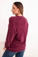 Sweter damski z wełną o miękkiej fakturze i długim rękawem śliwkowy