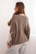 Sweter damski zapinany na guziki w romby z wełną fango