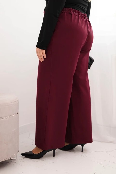 Spodnie damskie Plus Size z szeroką nogawką i elastycznym pasem śliwkowe