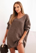 Sukienka damska Plus Size wełniana z dekoltem V fango