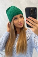 Czapka damska Rebeka K345 ciemny zielony