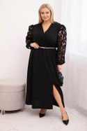 Sukienka damska Plus Size z wiskozy z kopertowym dekoltem czarna