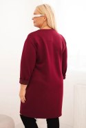 Sukienka damska Plus Size masełko z kieszenią i rękawem 3/4 śliwkowa