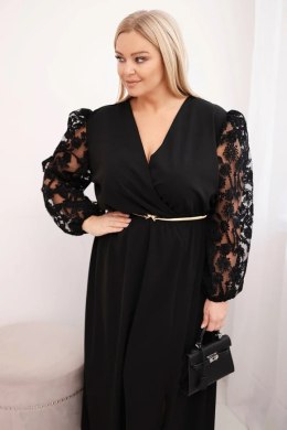 Sukienka damska Plus Size z wiskozy z kopertowym dekoltem czarna