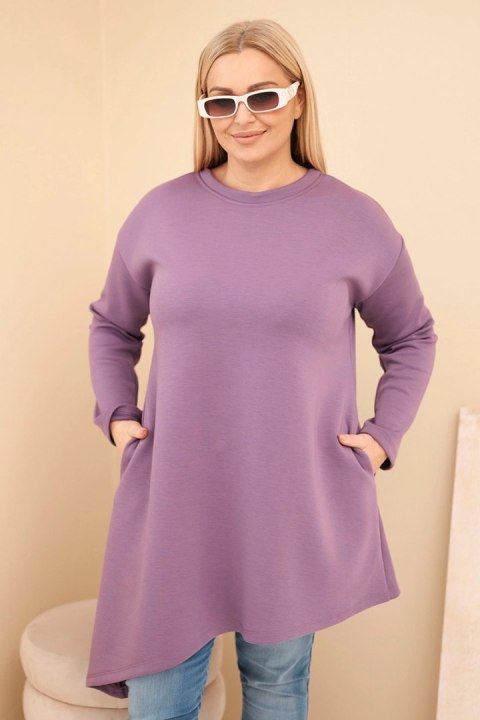 Sukienka damska Plus Size z wiskozy z luźnym fasonem i długim rękawem fioletowa