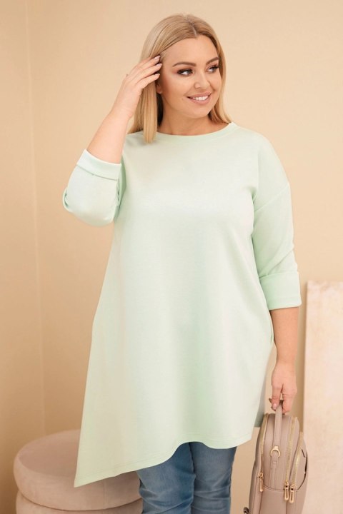 Sukienka damska Plus Size z wiskozy z luźnym fasonem i długim rękawem miętowa