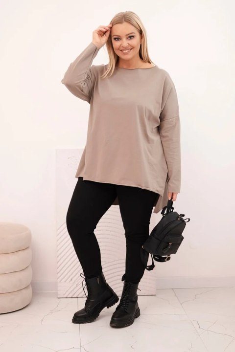 Bluzka damska bawełniana Plus Size asymetryczna z długim rękawem fango