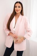 Marynarka z klapami elegancka pudrowy róż