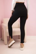 Legginsy damskie bawełniane z wysokim stanem czarne