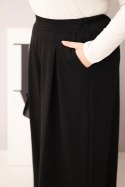 Spodnie damskie bawełniane Plus Size o szerokiej nogawce i luźnym kroju czarne