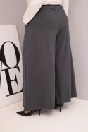 Spodnie damskie bawełniane Plus Size o szerokiej nogawce i luźnym kroju grafitowe