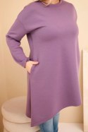 Sukienka damska Plus Size z wiskozy z luźnym fasonem i długim rękawem fioletowa