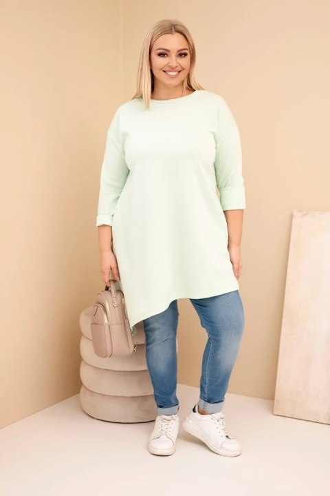 Sukienka damska Plus Size z wiskozy z luźnym fasonem i długim rękawem miętowa
