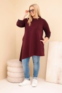 Sukienka damska Plus Size z wiskozy z luźnym fasonem i długim rękawem śliwkowa