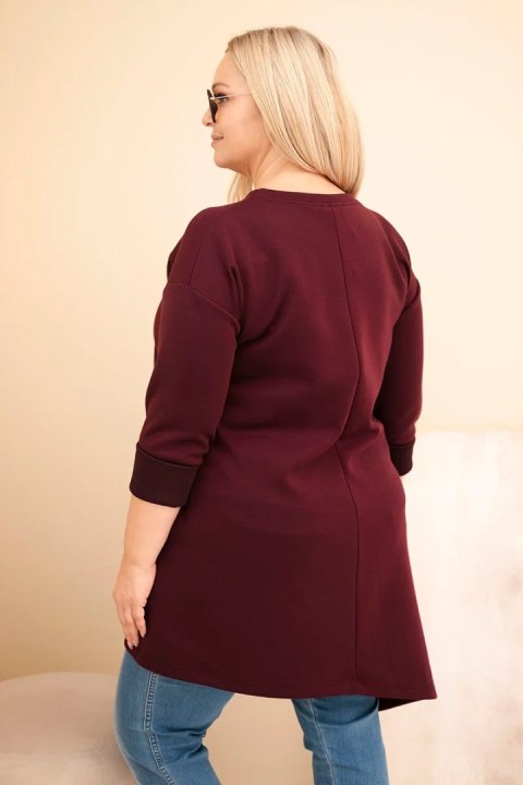 Sukienka damska Plus Size z wiskozy z luźnym fasonem i długim rękawem śliwkowa