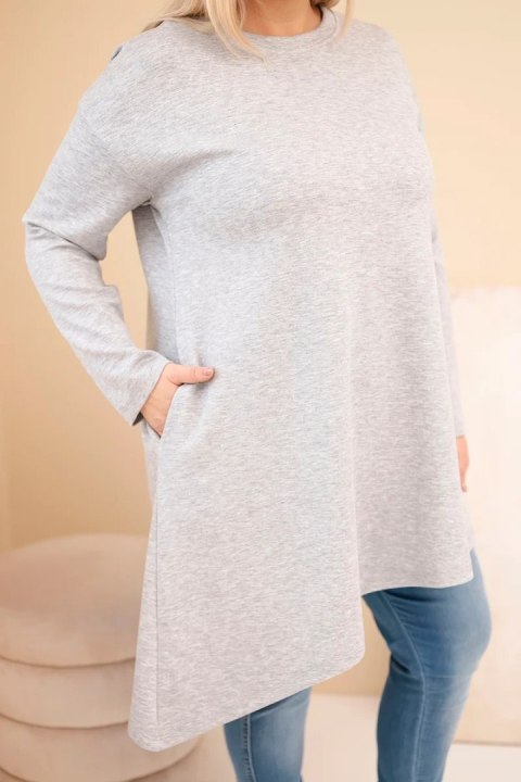 Sukienka damska Plus Size z wiskozy z luźnym fasonem i długim rękawem szara
