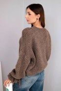 Sweter damski z dodatkiem moheru z grubym splotem i ozdobnymi rękawami fango