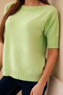 Sweter damski z wiskozy z krótkim rękawem pistacjowy