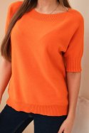 Sweter damski z wiskozy z krótkim rękawem pomarańczowy