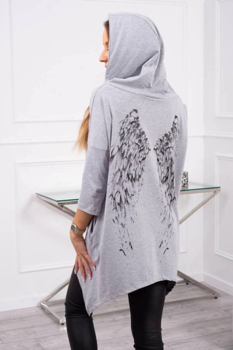Bluza z nadrukiem skrzydeł szara