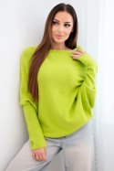 Sweter damski wiskozowy asymetryczny typu nietoperz pistacjowy
