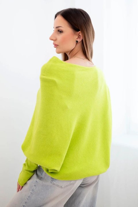 Sweter damski wiskozowy asymetryczny typu nietoperz pistacjowy