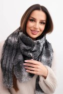 Szalik damski wełniany miękki i ciepły w kolorowe pasy KN19 grafitowy