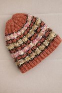 Czapka damska zimowa z kolorową przędzą i elastycznym ściągaczem K352 ruda