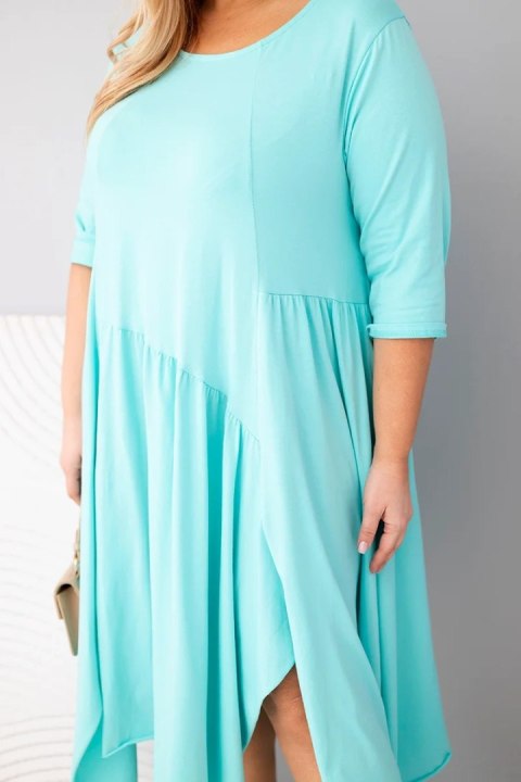 Sukienka damska bawełniana Plus Size z asymetrycznym dołem miętowa