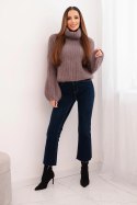 Sweter damski z moheru z bufiastymi rękawami i golfem fango