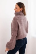 Sweter damski z moheru z bufiastymi rękawami i golfem fango