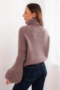 Sweter damski z moheru z bufiastymi rękawami i golfem fango