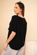 Sweter damski z krótkim rękawem o luźnym kroju czarny