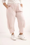 Spodnie damskie Plus Size z obniżonym krokiem i gumką w pasie ciemny pudrowy róż