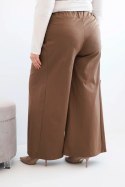 Spodnie damskie Plus Size z szerokimi nogawkami i plisowaniem camelowe