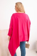 Bluza damska Plus Size z kapturem i nadrukiem fuksja