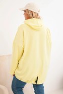 Bluza damska Plus Size z kapturem i nadrukiem żółta