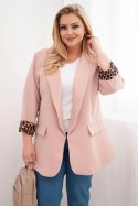 Marynarka damska Plus Size z podszewką w panterkę ciemny pudrowy róż