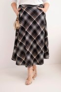 Spódnica damska Plus Size w kratę z szerokim dołem czarna
