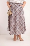Spódnica damska Plus Size w kratę z szerokim dołem szara