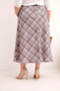 Spódnica damska Plus Size w kratę z szerokim dołem szara