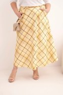 Spódnica damska Plus Size w kratę z szerokim dołem żółta