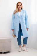 Płaszcz damski Plus Size dwurzędowy z kołnierzem niebieski