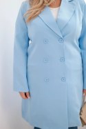 Płaszcz damski Plus Size dwurzędowy z kołnierzem niebieski